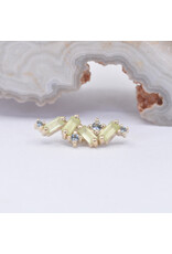 BVLA Genesis with Sandblasted Grade AA Peridot and Grade AA Grey Sapphire in 14k Yellow Gold 16g Threaded End by BVLA!