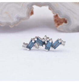 BVLA Genesis London Blue Topaz & Champagne Diamond White Gold 16g Threaded End