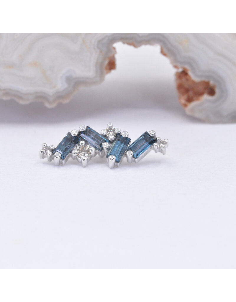 BVLA Genesis with London Blue Topaz and Champagne Diamond in 14k White Gold 16g Threaded End by BVLA!