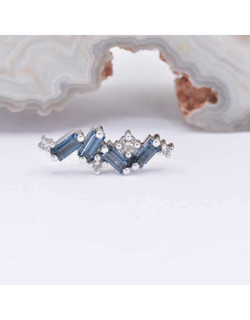 BVLA Genesis with London Blue Topaz and Champagne Diamond in 14k White Gold 16g Threaded End by BVLA!