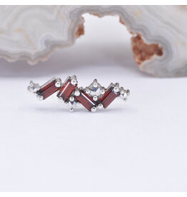 BVLA Genesis Garnet & Marcasite White Gold 16g Threaded End