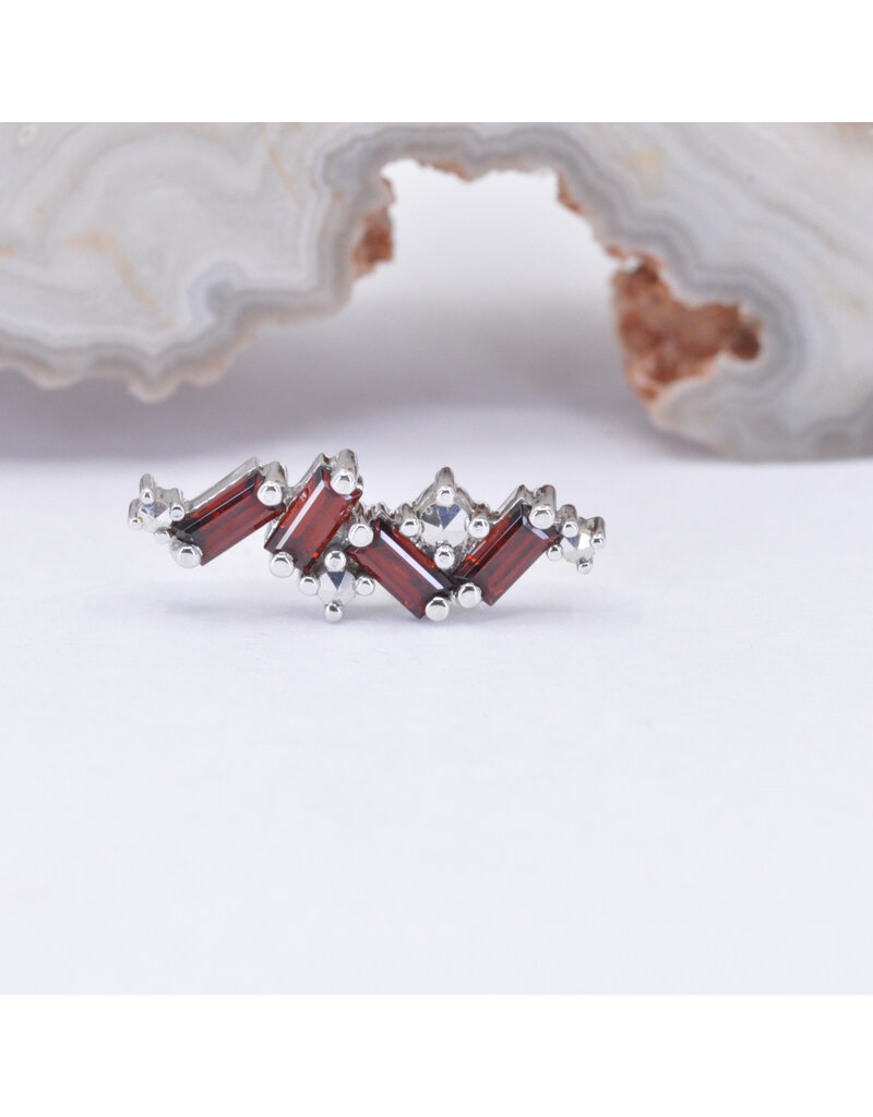 BVLA Genesis with Genuine Grade AA Garnet and Faceted Marcasite in 14k White Gold 16g Threaded End by BVLA!