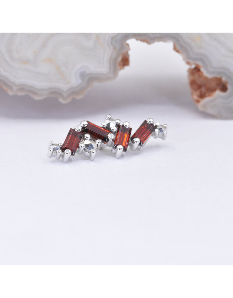 BVLA Genesis with Genuine Grade AA Garnet and Faceted Marcasite in 14k White Gold 16g Threaded End by BVLA!