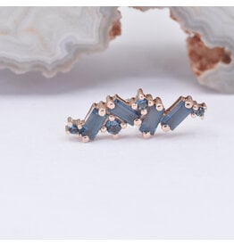 BVLA Genesis 16g Threaded End 14k Rose Gold London Blue Topaz Sandblasted and Polished