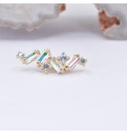 BVLA Genesis Mercury Mist Topaz & Swiss Blue Topaz Yellow Gold 16g Threaded End