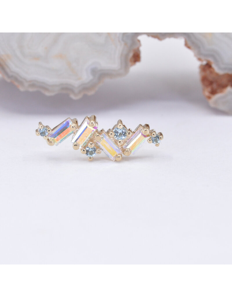 BVLA Genesis with Mercury Mist Topaz and Genuine Grade AA Swiss Blue Topaz in 14k Yellow Gold 16g Threaded End by BVLA!
