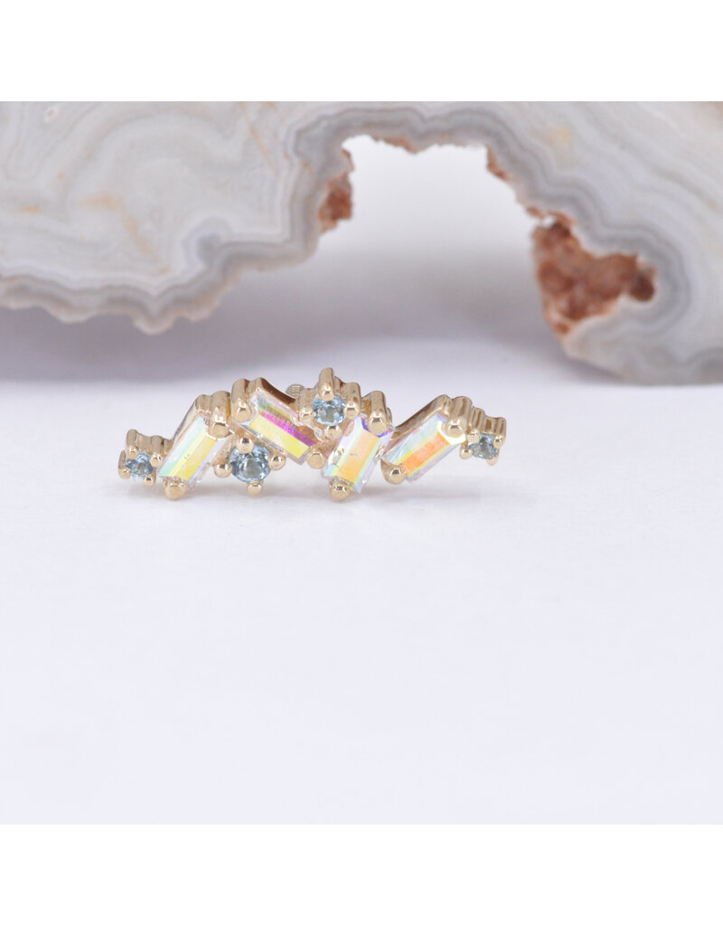 BVLA Genesis with Mercury Mist Topaz and Genuine Grade AA Swiss Blue Topaz in 14k Yellow Gold 16g Threaded End by BVLA!