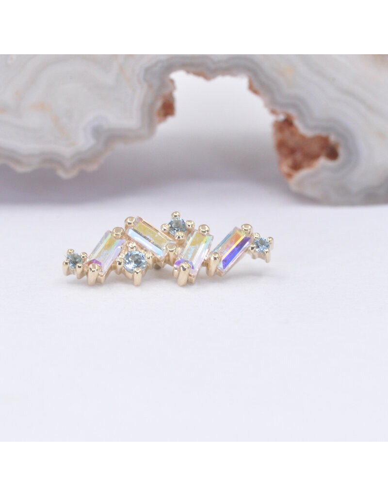 BVLA Genesis with Mercury Mist Topaz and Genuine Grade AA Swiss Blue Topaz in 14k Yellow Gold 16g Threaded End by BVLA!