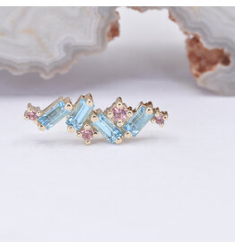 BVLA Genesis 16g Threaded End 14k Yellow Gold Swiss Blue Topaz and Champagne Sapphire