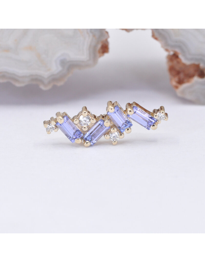 BVLA Genesis with Tanzanite and Genuine VS Diamond in 14k Yellow Gold 16g Threaded End by BVLA!
