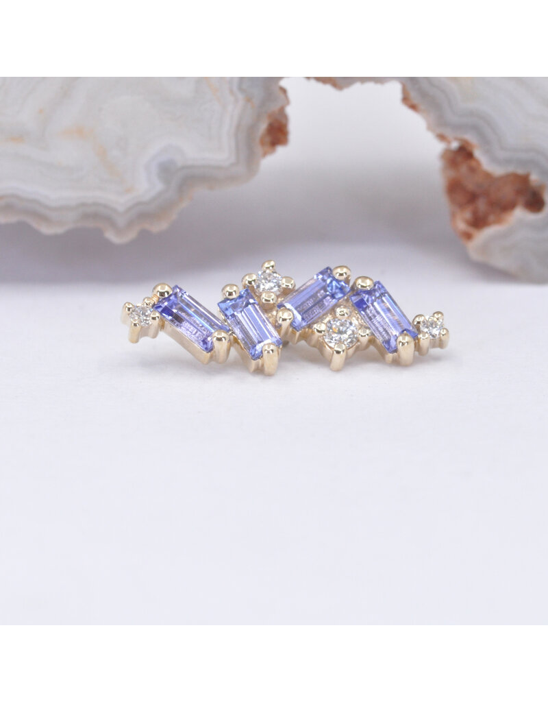 BVLA Genesis with Tanzanite and Genuine VS Diamond in 14k Yellow Gold 16g Threaded End by BVLA!
