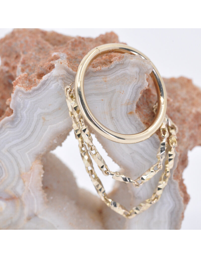 BVLA 16g 7/16" Grad Chain Conch Clicker Ring in 14k Yellow Gold with Lago Chains by BVLA
