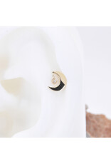 BVLA Arcane Crescent Moon with Genuine VS Diamond in 14k Gold 16g Threaded Ends by BVLA!