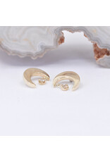 BVLA Arcane Crescent Moon with Genuine VS Diamond in 14k Gold 16g Threaded Ends by BVLA!