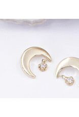 BVLA Arcane Crescent Moon with Genuine VS Diamond in 14k Gold 16g Threaded Ends by BVLA!
