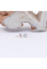 BVLA 3mm Cup with Grade AAA Genuine White Opal Cabochon in 14k Rose Gold Threadless Ends