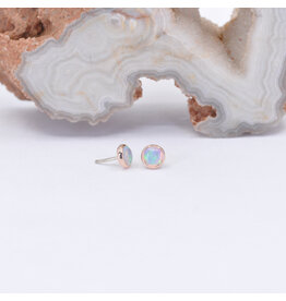 BVLA 3mm Cup Threadless End 14k Rose Gold White Opal AAA