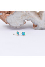 BVLA 3mm Cup with Synthetic Teal Opal Cabochon in 14k Rose Gold Threadless Ends