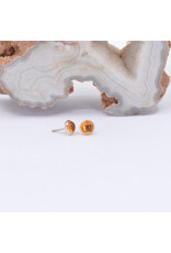 BVLA 3mm Cup with Grade AA Mexican Fire Opal Cabochon in 14k Rose Gold Threadless Ends