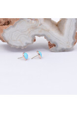 BVLA 4mm Cup with Synthetic Baby Blue Opal Cabochon in 14k Rose Gold Threadless Ends