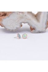 BVLA 4mm Cup with Grade AA Genuine White Opal Cabochon in 14k Rose Gold Threadless Ends