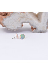 BVLA 4mm Cup with Grade AA Genuine White Opal Cabochon in 14k Rose Gold Threadless Ends