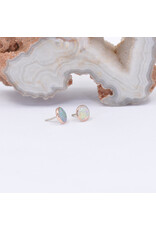 BVLA 4mm Cup with Grade AA Genuine White Opal Cabochon in 14k Rose Gold Threadless Ends