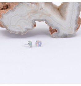 BVLA 3mm Cup Threadless End 14k White Gold White Opal AAA