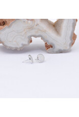 BVLA 4mm Cup with Grade AA Genuine White Opal Cabochon in 14k White Gold Threadless Ends