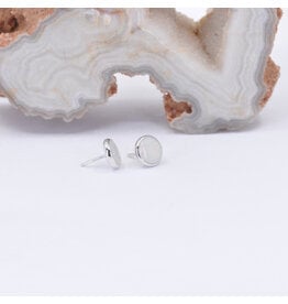 BVLA 4mm Cup Threadless End 14k White Gold White Opal AA
