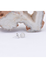 BVLA 4mm Cup with Grade AA Genuine White Opal Cabochon in 14k White Gold Threadless Ends