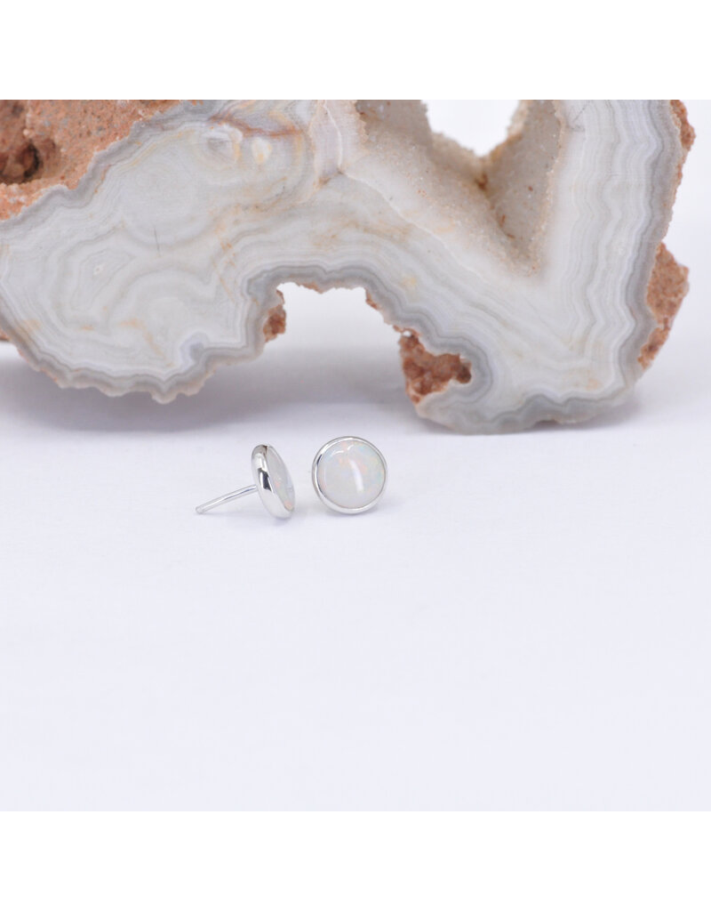 BVLA 4mm Cup Threadless End 14k White Gold White Opal AA