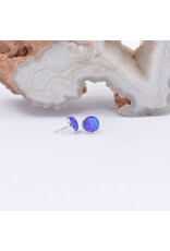 BVLA 4mm Synthetic Purple Opal Cabochon in 14k White Gold Threadless Ends