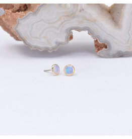 BVLA 3mm Cup Threadless End 14k Yellow Gold White Opal AAA