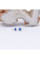 BVLA 3mm Cup with Synthetic Dark Blue Opal Cabochon in 14k Yellow Gold Threadless Ends