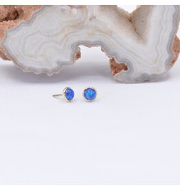 BVLA 3mm Dark Blue Opal Yellow Gold Threadless Ends