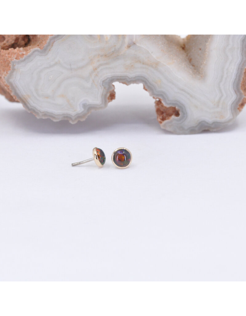BVLA 3mm Cup with Gilson Black Opal in 14k Yellow Gold Threadless Ends