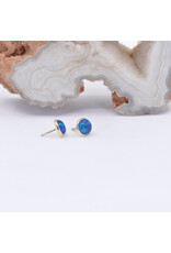 BVLA 4mm Cup Threadless End 14k Yellow Gold Synth Dark Blue Opal