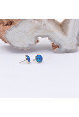 BVLA 4mm Cup with Synthetic Dark Blue Opal Cabochon in 14k Yellow Gold Threadless Ends