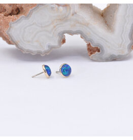 BVLA 4mm Dark Blue Opal Yellow Gold Threadless Ends