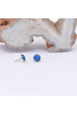 BVLA 4mm Cup Threadless End 14k Yellow Gold Synth Dark Blue Opal