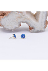 BVLA 4mm Cup with Synthetic Dark Blue Opal Cabochon in 14k Yellow Gold Threadless Ends