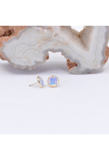 BVLA 4mm Cup with Genuine Grade AA White Opal Cabochon in 14k Yellow Gold Threadless Ends