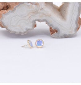BVLA 4mm Cup Threadless End 14k Yellow Gold White Opal AA