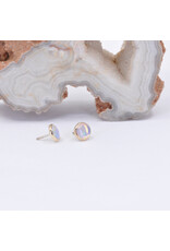 BVLA 4mm Cup with Genuine Grade AA White Opal Cabochon in 14k Yellow Gold Threadless Ends