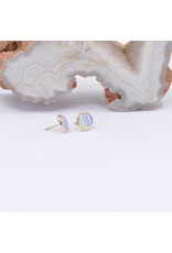 BVLA 4mm Cup with Genuine Grade AA White Opal Cabochon in 14k Yellow Gold Threadless Ends