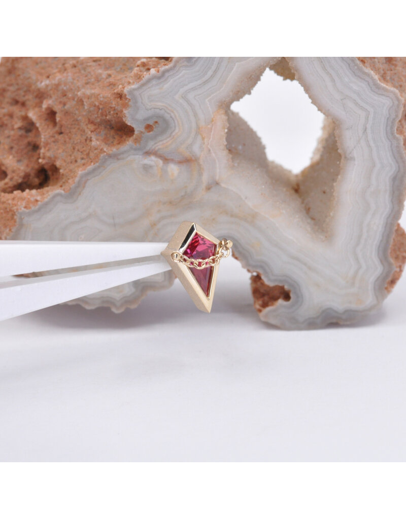 BVLA Captain with Padparadscha Sapphire in 14k Yellow Gold with Sandblasted Bezel 16g Threaded End by BVLA!
