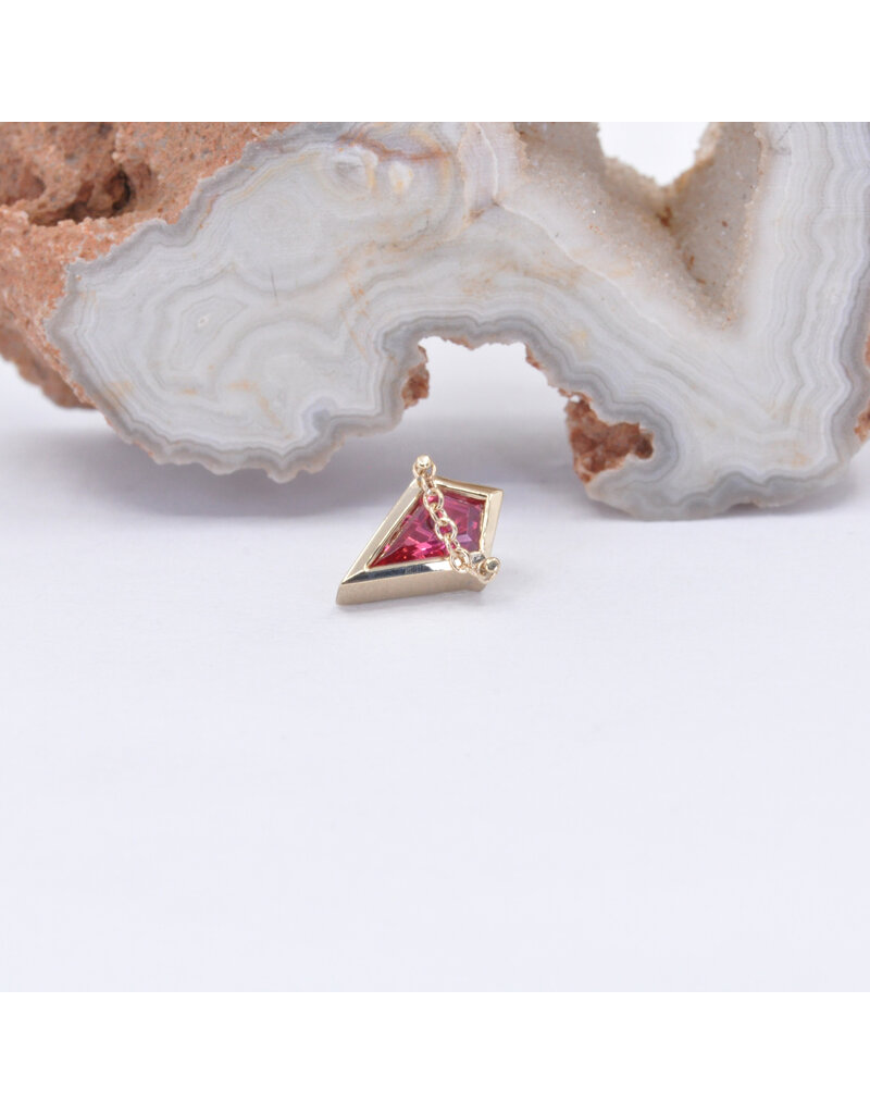 BVLA Captain with Padparadscha Sapphire in 14k Yellow Gold with Sandblasted Bezel 16g Threaded End by BVLA!
