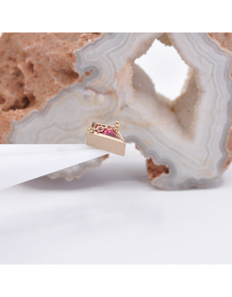BVLA Captain with Padparadscha Sapphire in 14k Yellow Gold with Sandblasted Bezel 16g Threaded End by BVLA!