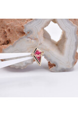 BVLA Captain 16g Threaded End 14k Yellow Gold Padparadscha Sapphire Kite with Sandblasted Bezel